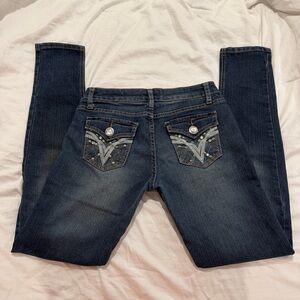 Y2K Rhinestone Booty Pocket Jeans Vintage V.I.P. Embellished Denim, Size 6